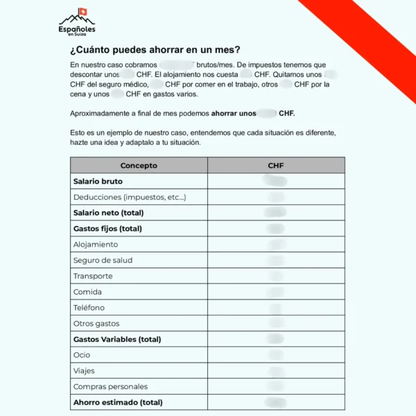 Ahorro mensual guia trabajar en suiza