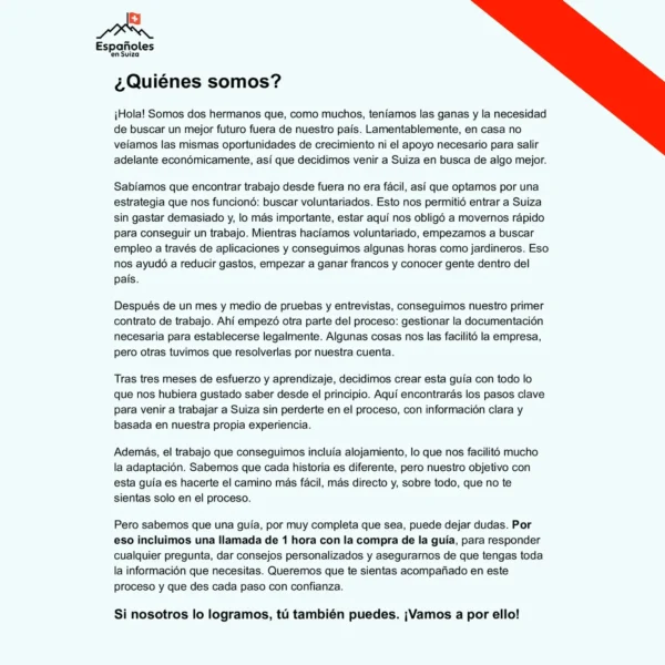 quienes somos guia trabajar en suiza
